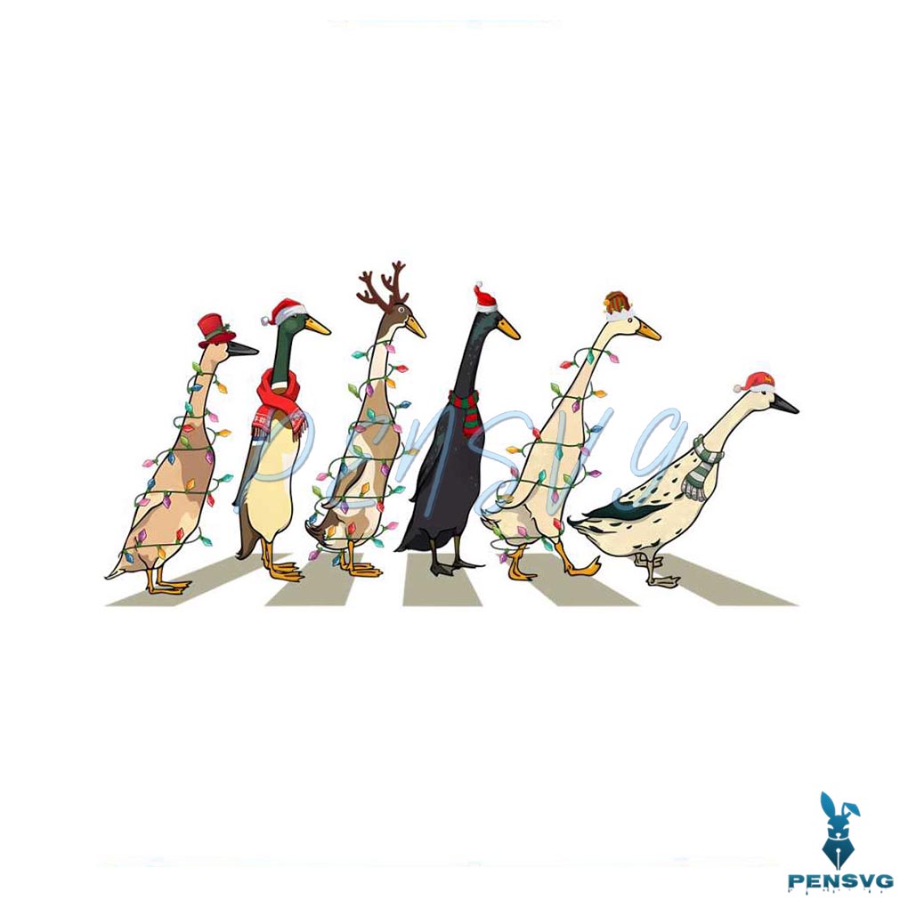 Ducks Christmas Light On The Street PNG Sublimation File