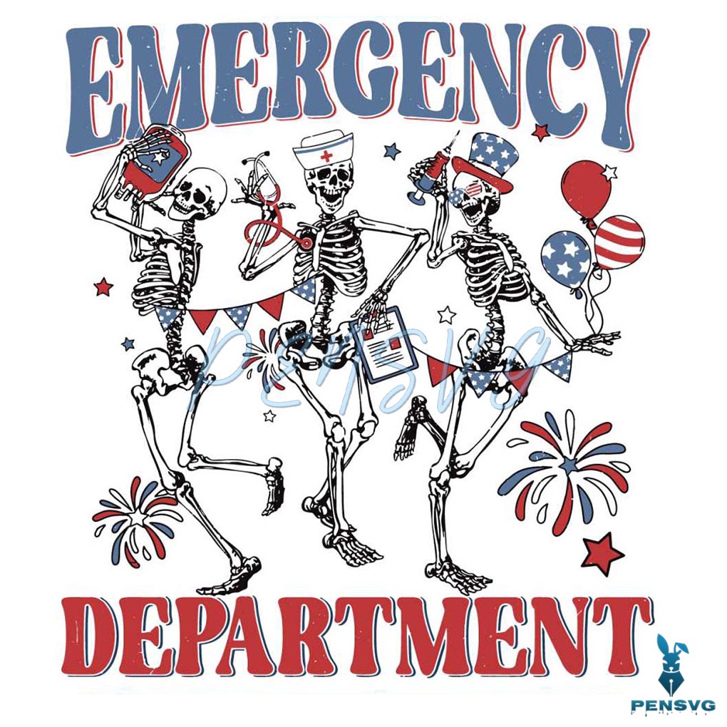 Emergency Department 4th Of July Skeleton SVG