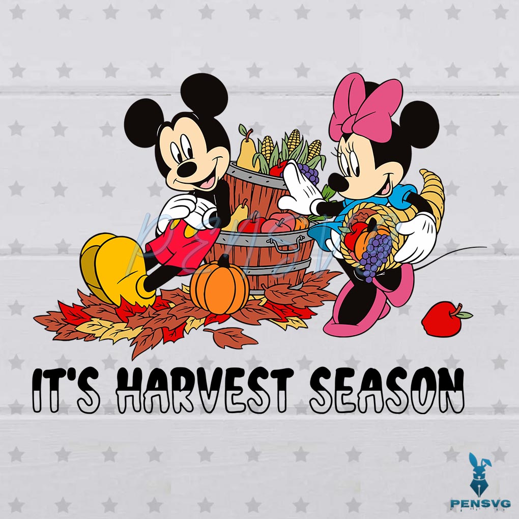 Fall Mickey Minnie SVG It's Harvest Season Graphic Design File