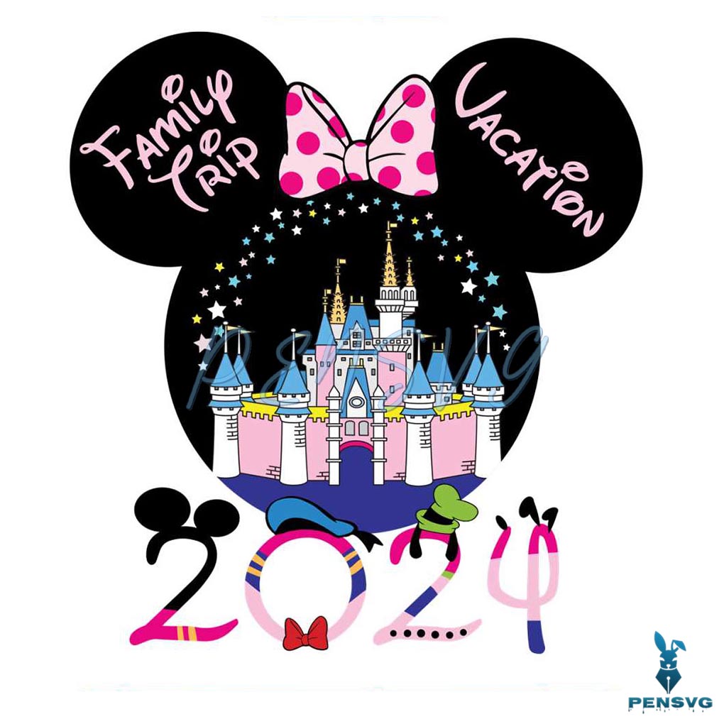 Family Trip Vacation Minnie Head 2024 Castle PNG