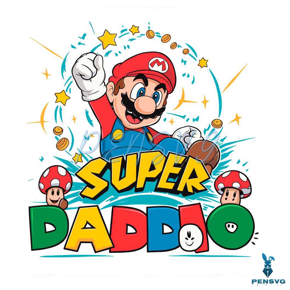 Fathers Day Super Daddio Mario SVG