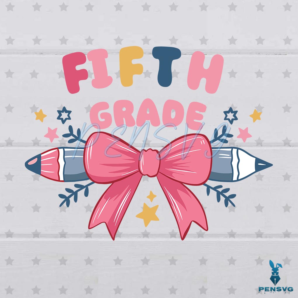 Fifth Grade Coquette Pencil Bow SVG