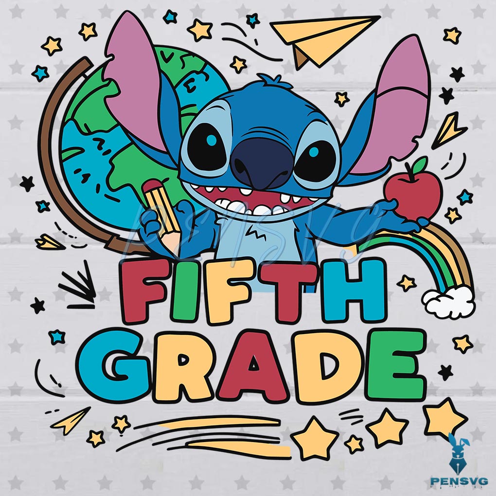 Fifth Grade Cute Stitch School Back Svg