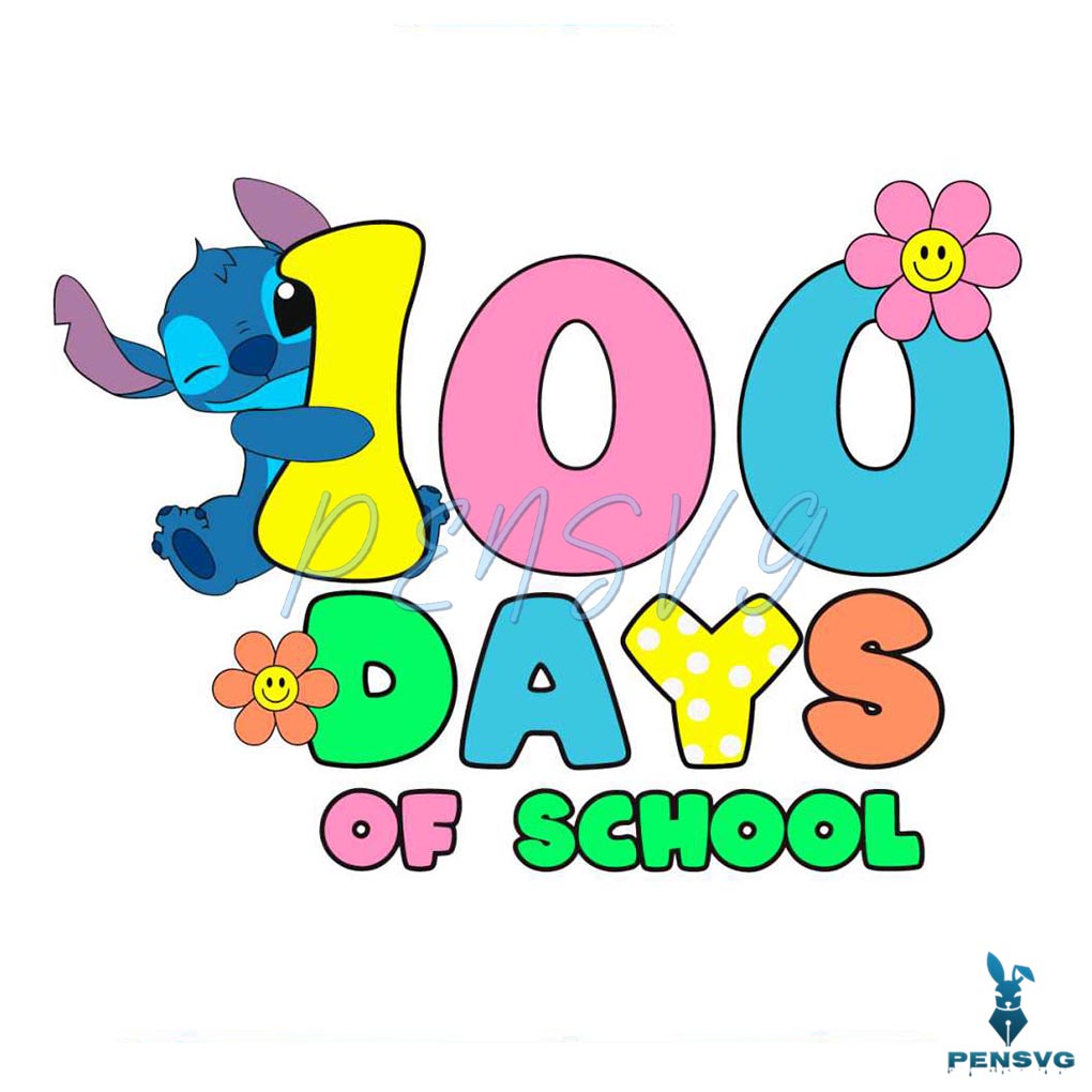Floral 100 Days of School Stitch SVG