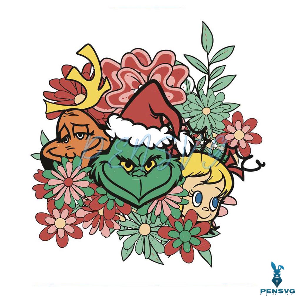 Floral Grinch Max Cindy Lou Who SVG