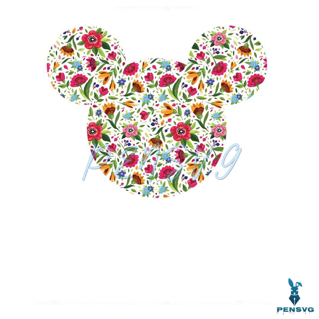 Floral Mouse Ear Disney Mickey PNG