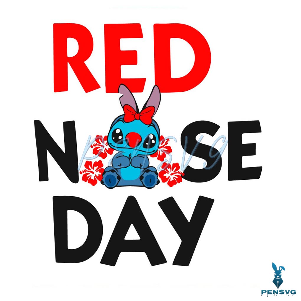 Floral Red Nose Day Stitch Fundraising SVG