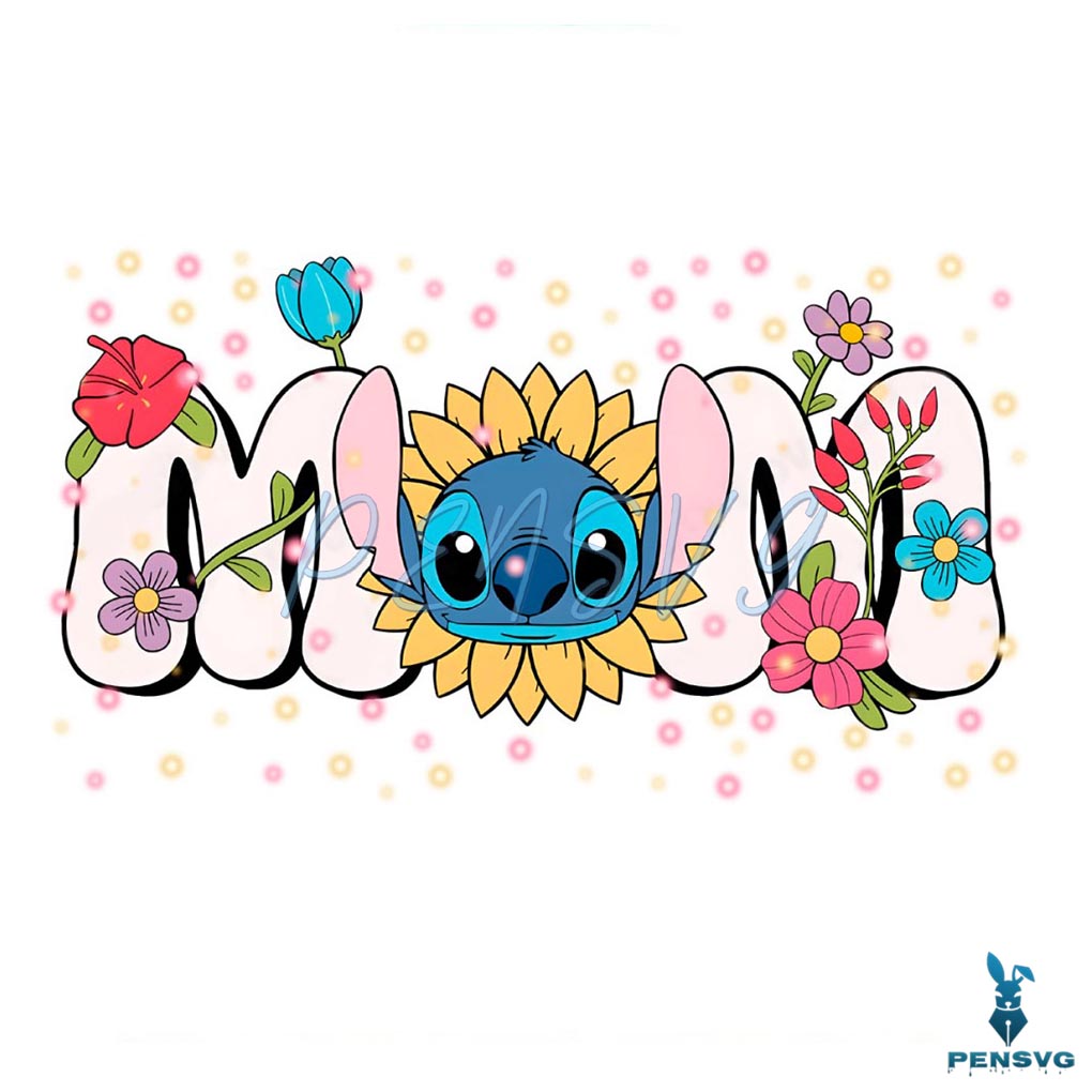 Floral Stitch Mom Happy Mothers Day PNG