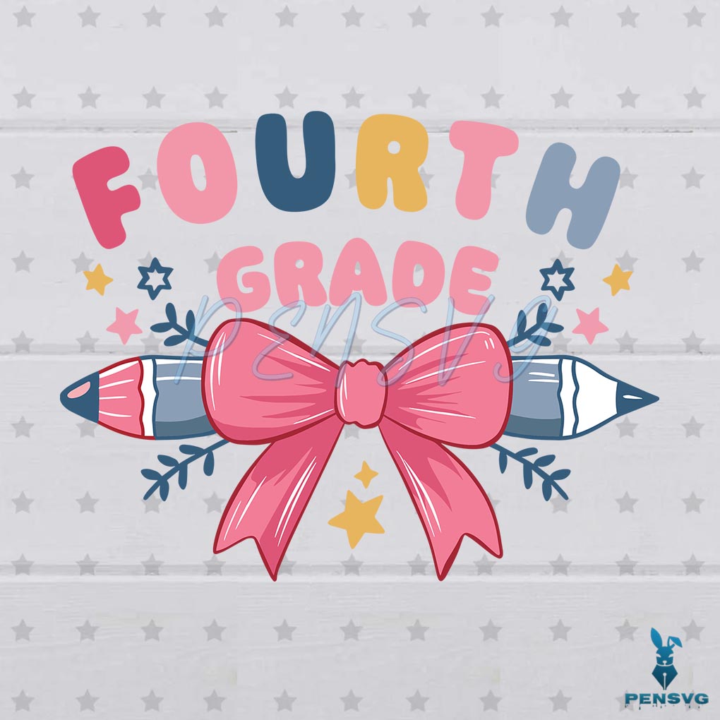 Fourth Grade Coquette Pencil Bow SVG