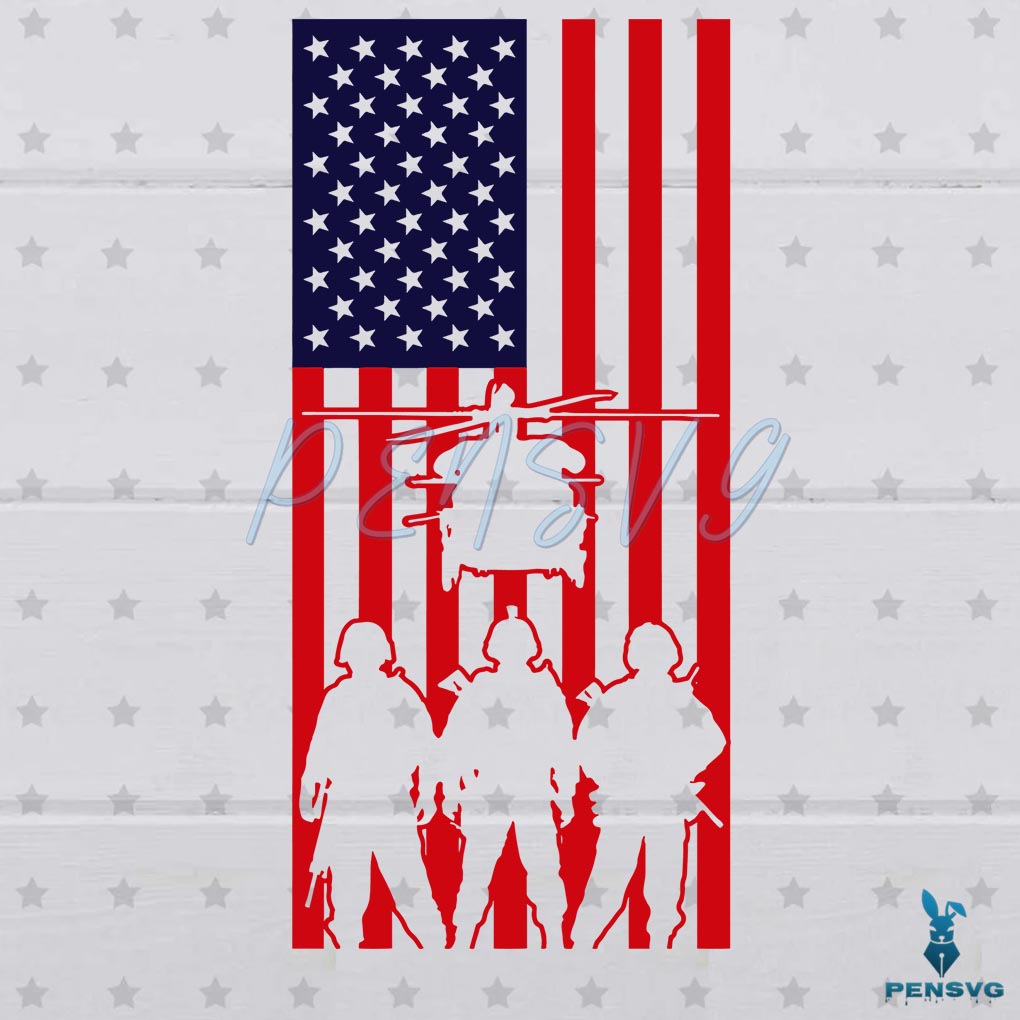 Free American Flag With Military SVG Digital File, Veterans Day Svg