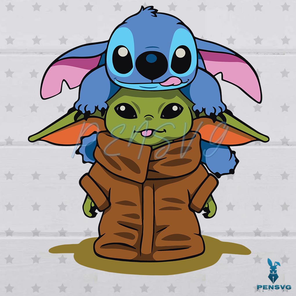 Free Baby Yoda With Stitch SVG Digital File PNG EPS DXF