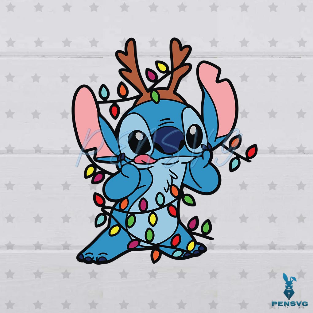 Free Christmas Blue Alien 2 Stitch SVG For Cricut Sublimation Files