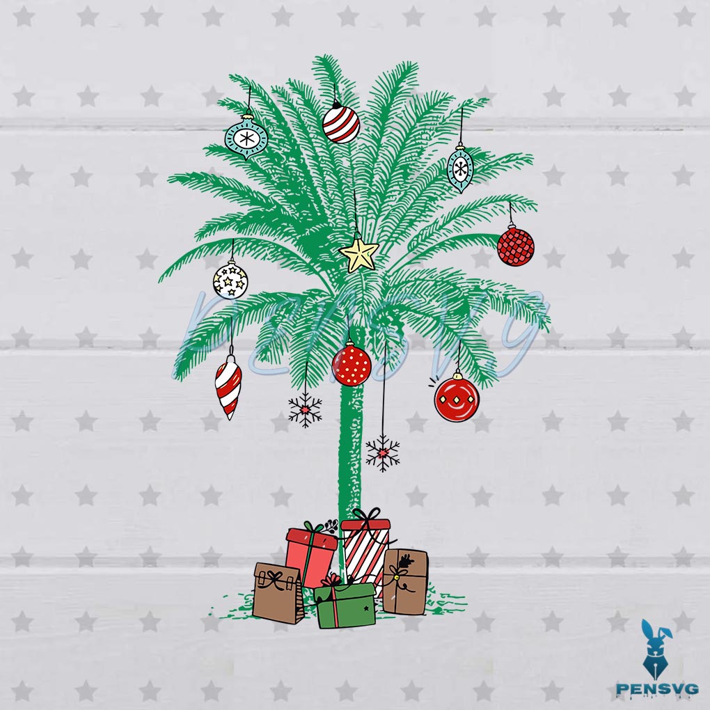 Free Christmas Palm Tree Beach Aloha SVG