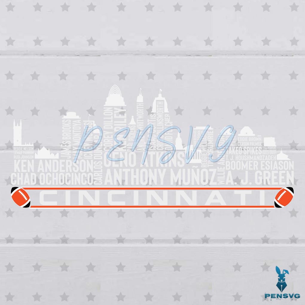 Free Cincinnati Ohio Football City Skyline Svg Digital File, Cincinnati City Svg