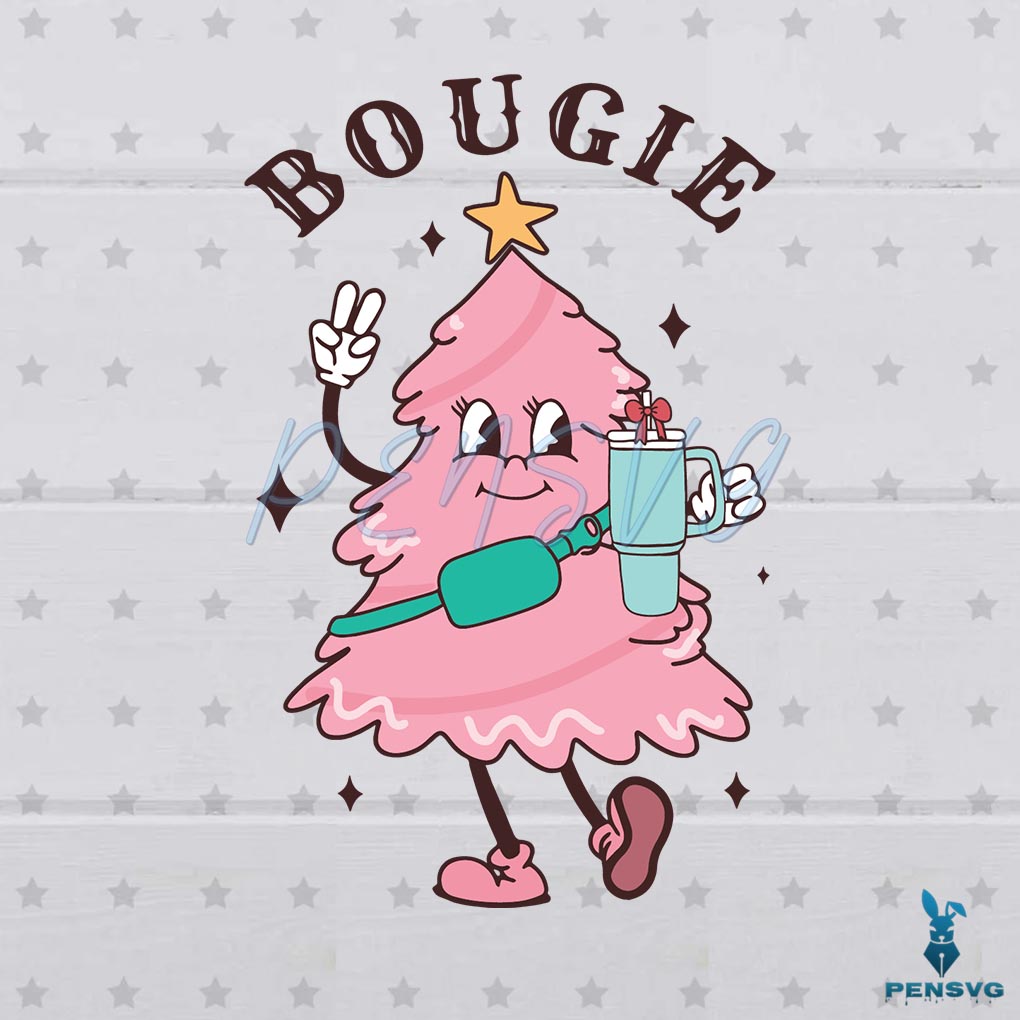 Free Cute Bougie Pink Christmas Tree SVG