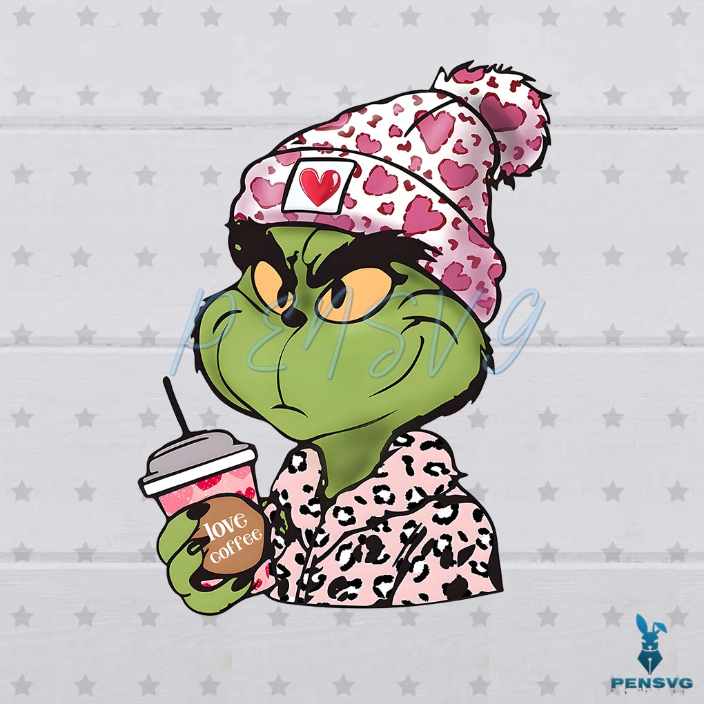 Free Cute Grinch Valentine Love Coffee PNG