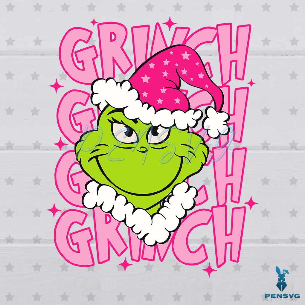Free Cute Pink Grinch Christmas Hat SVG