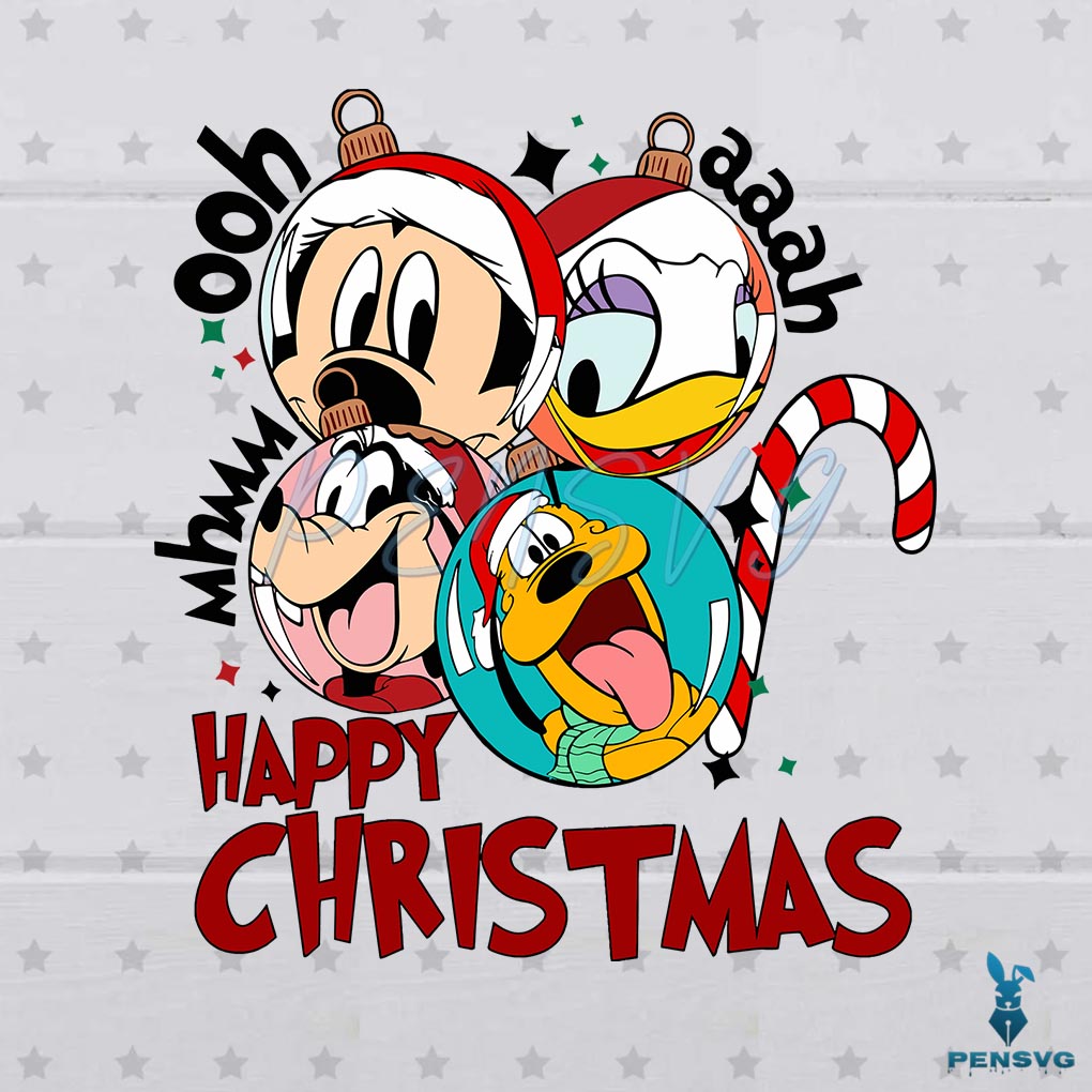 Free Disney Friends Merry Christmas Balls SVG