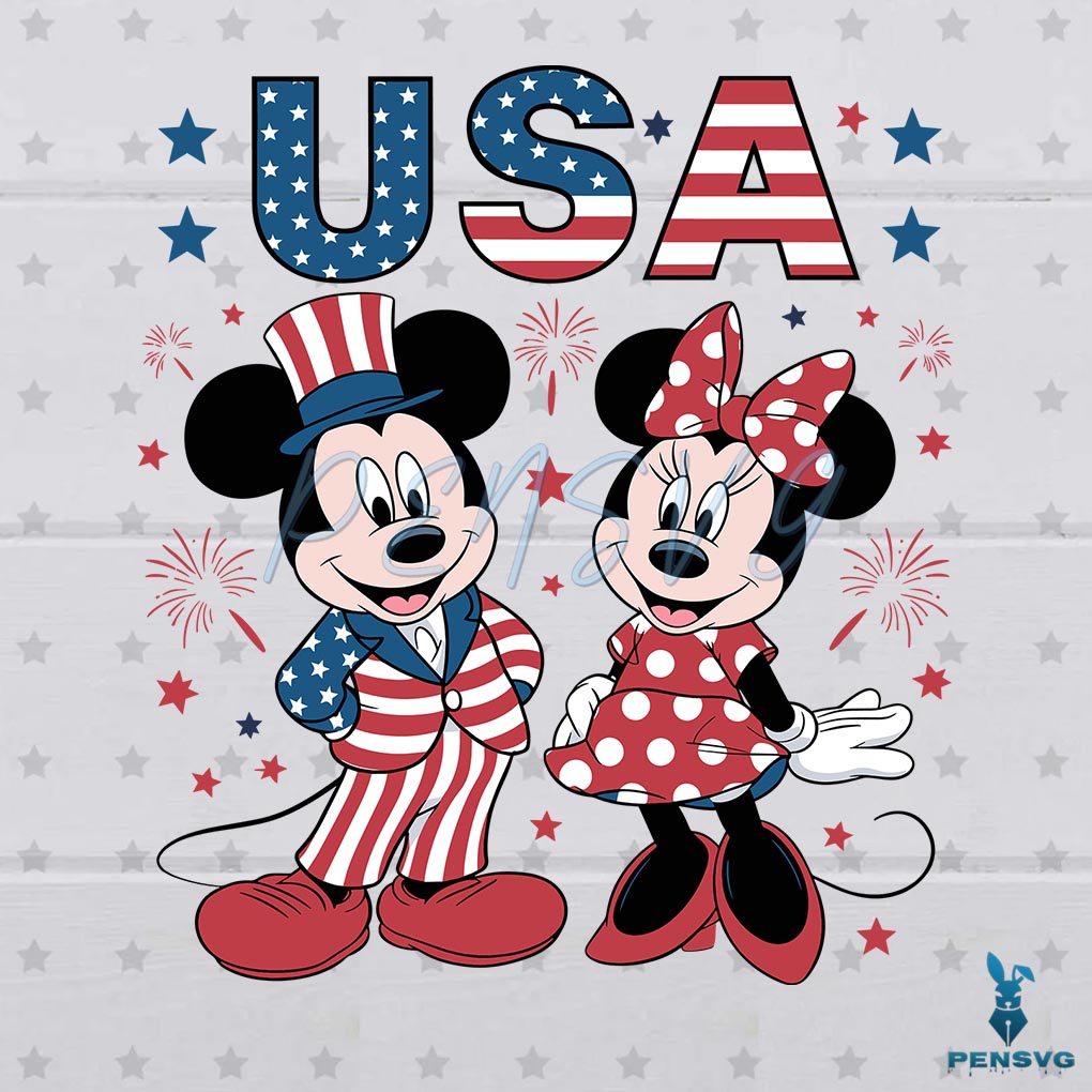Free Disney Mickey Minnie USA 4th Of July SVG