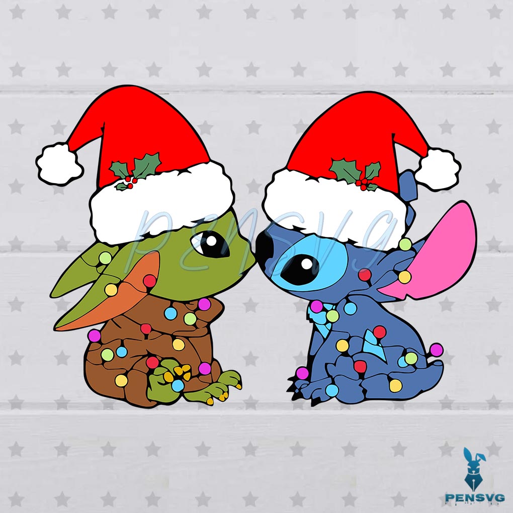 Free Disney Stitch And Baby Yoda Christmas SVG