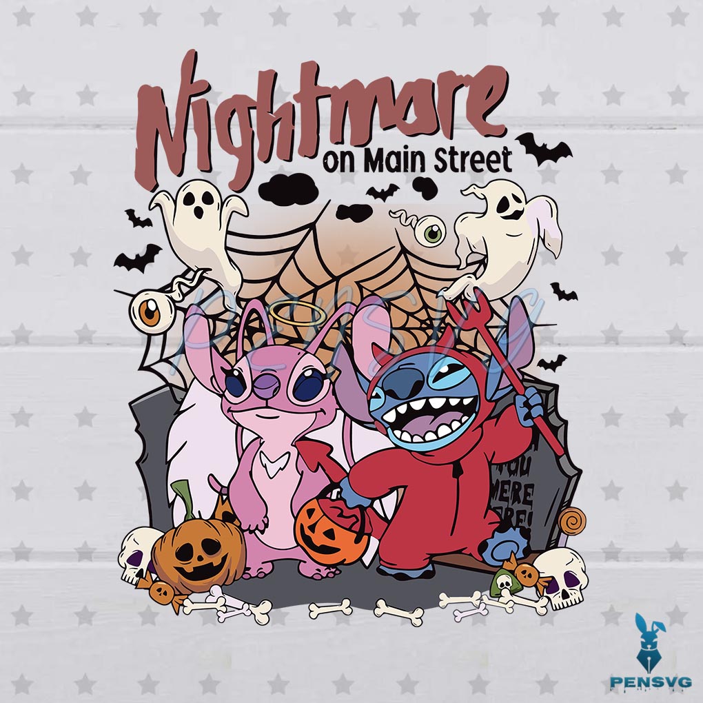 Free Disney Stitch Halloween Nightmare On The Main Street SVG