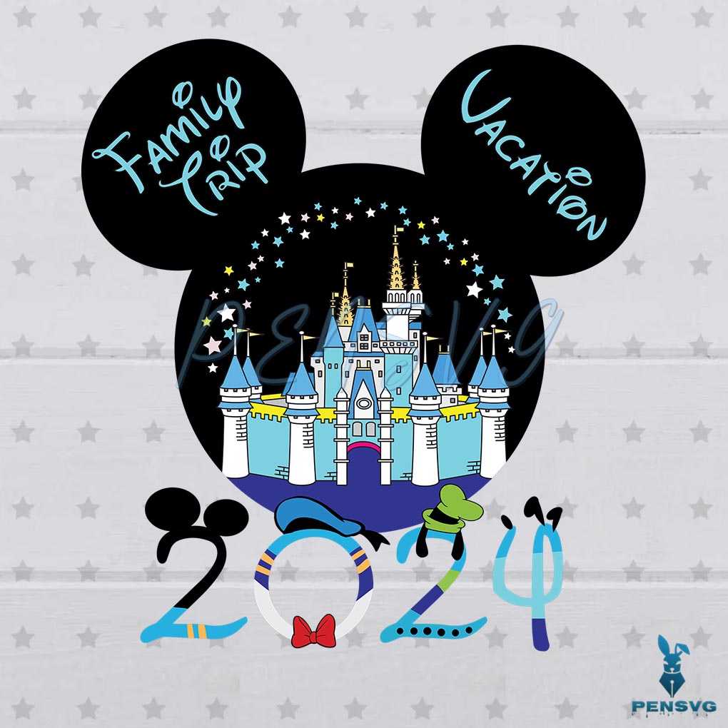 Free Family Trip Vacation 2024 Disney Castle PNG