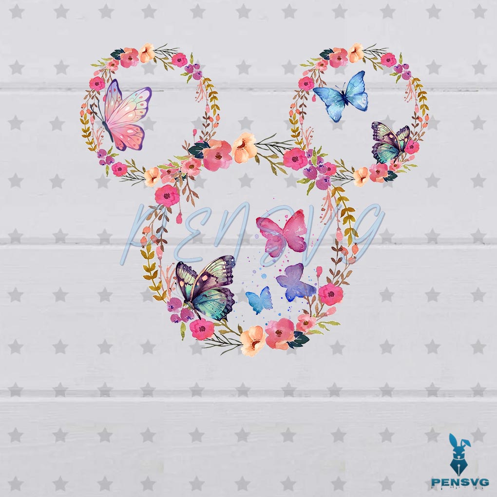Free Floral Disney Mickey Mouse Ear PNG