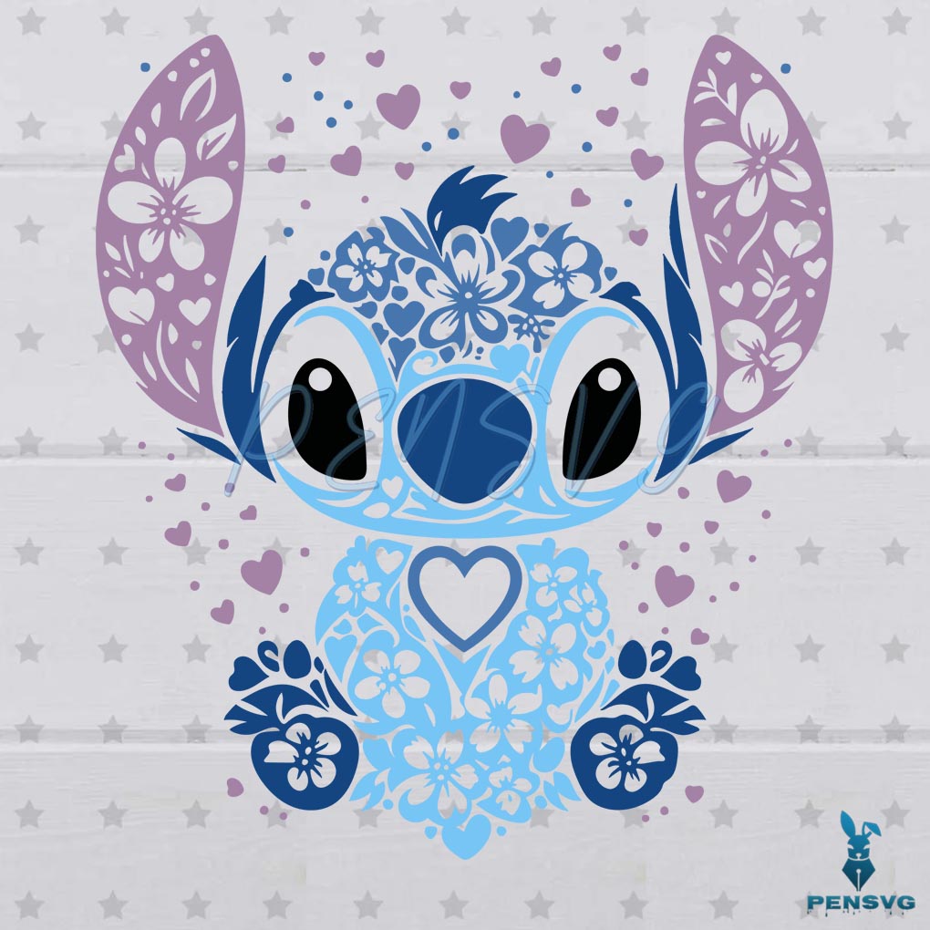 Free Floral Stitch Disneyland Cartoon SVG