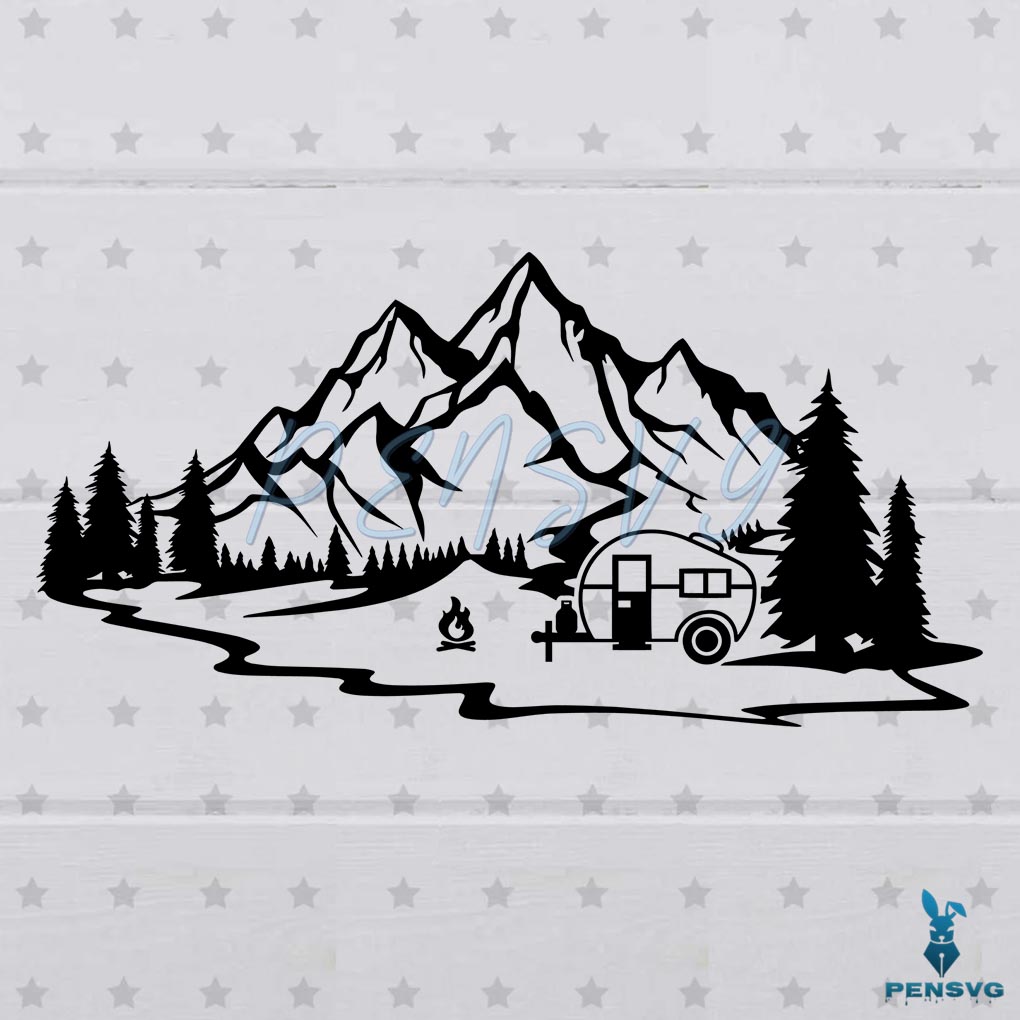 Free Forest Camper SVG Digital File, Forest Svg, Camping Svg, Pine Tree Svg