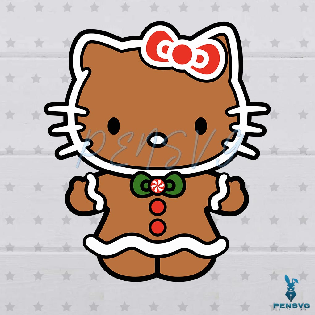Free Gingerbread Christmas Hello Kitty SVG