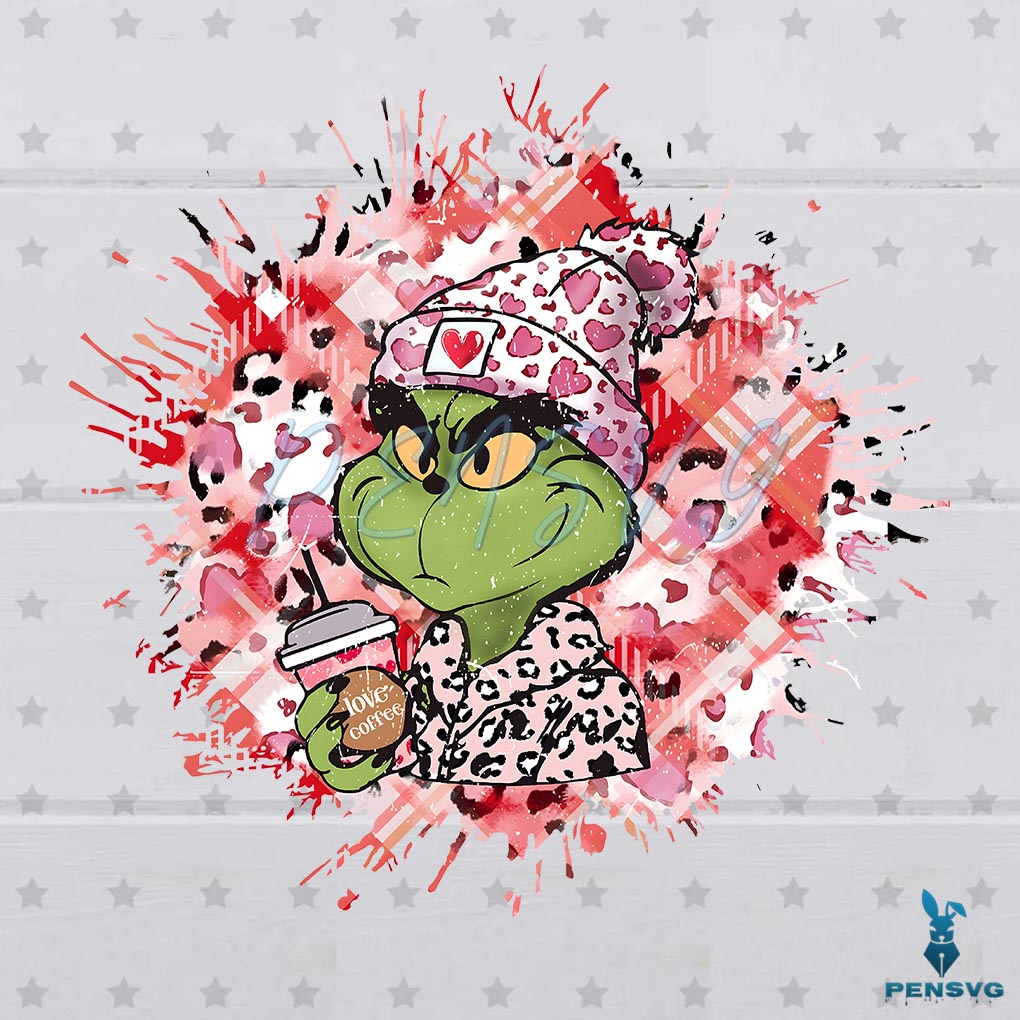 Free Grinch Valentine Love Coffee PNG