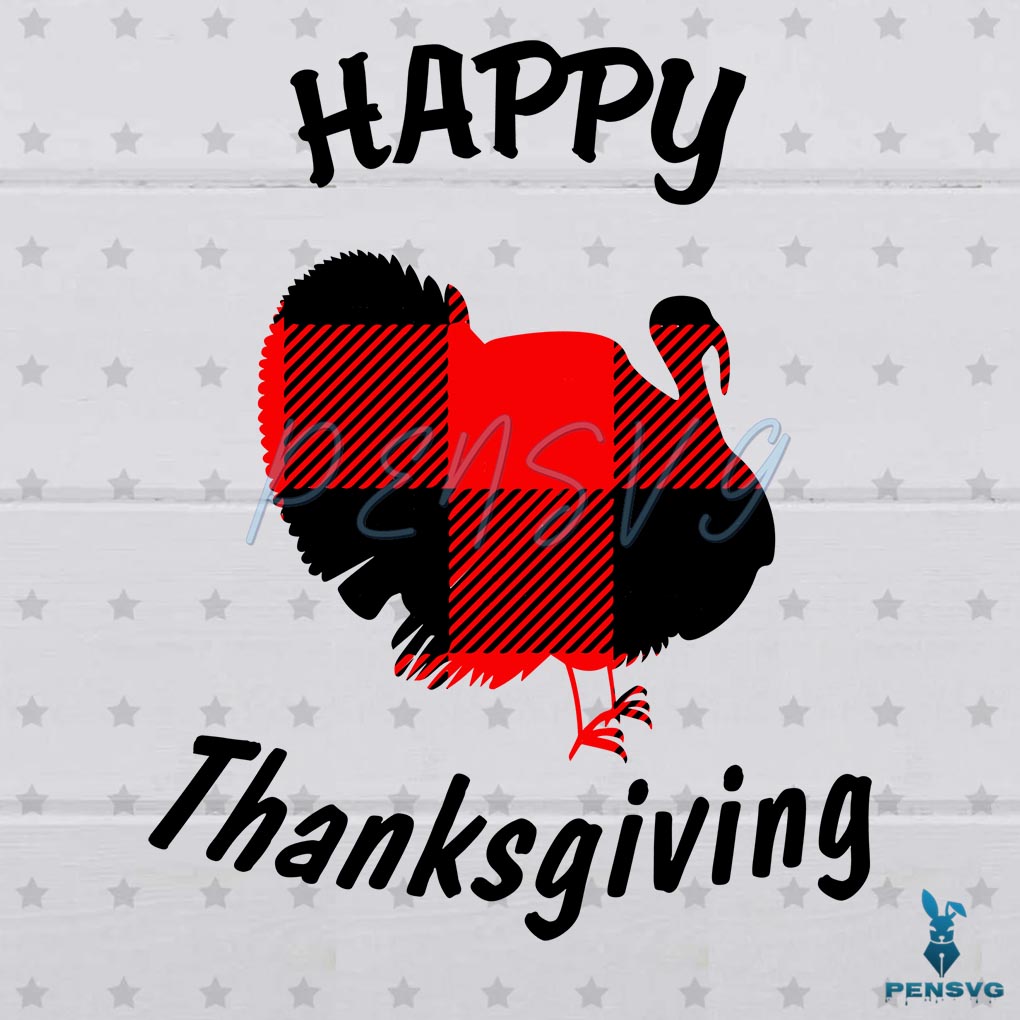 Free Happy Thanksgiving Turkey Red Plaid SVG Best Graphic Designs Cutting Files