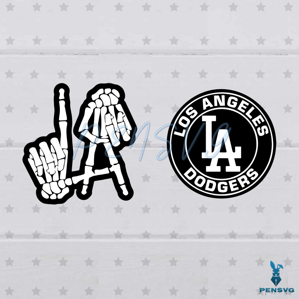 Free Los Angeles Dodgers Skeleton Hand Logo SVG Cutting Digital File