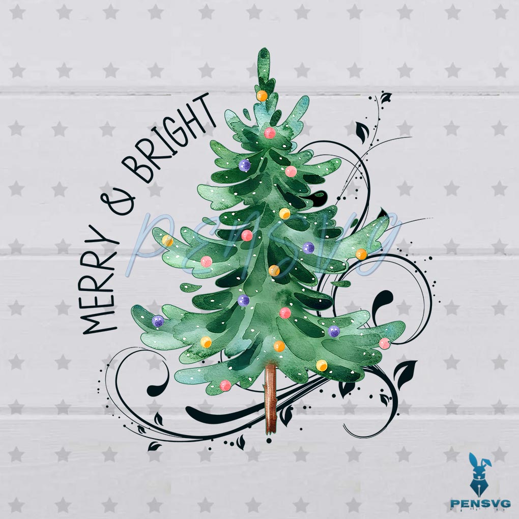 Free Merry And Bright Christmas Tree PNG