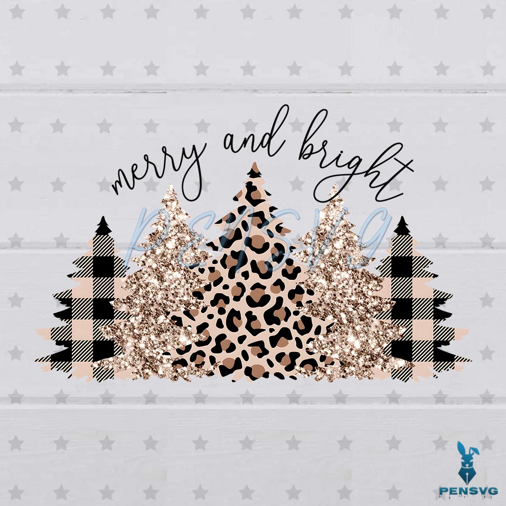Free Merry And Bright Leopard Christmas Tree PNG
