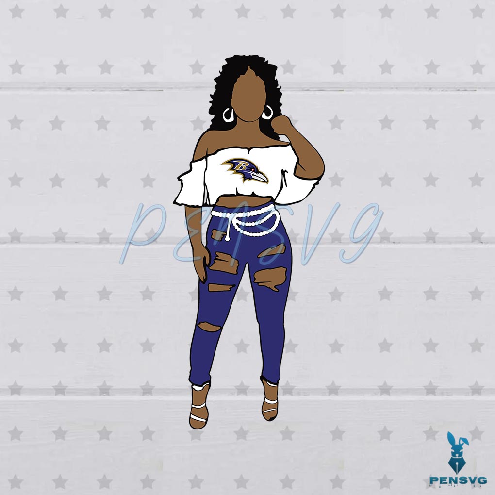 Free NFL Baltimore Ravens Logo SVG Black Girl Cutting Digital Files