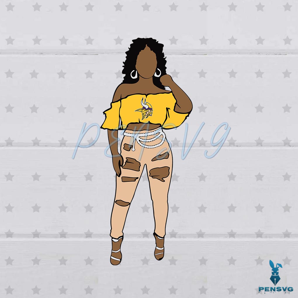 Free NFL Minnesota Vikings SVG Football Team Black Girl Cutting Files