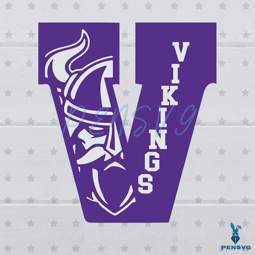 Free NFL Vikings in V Letter Design SVG for Cricut Sublimation Files