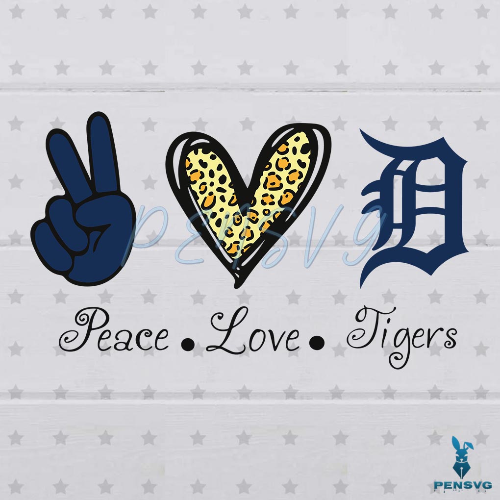 Free Peace Love Detroit Tigers SVG Digital File, MLB Svg, Tigers Svg