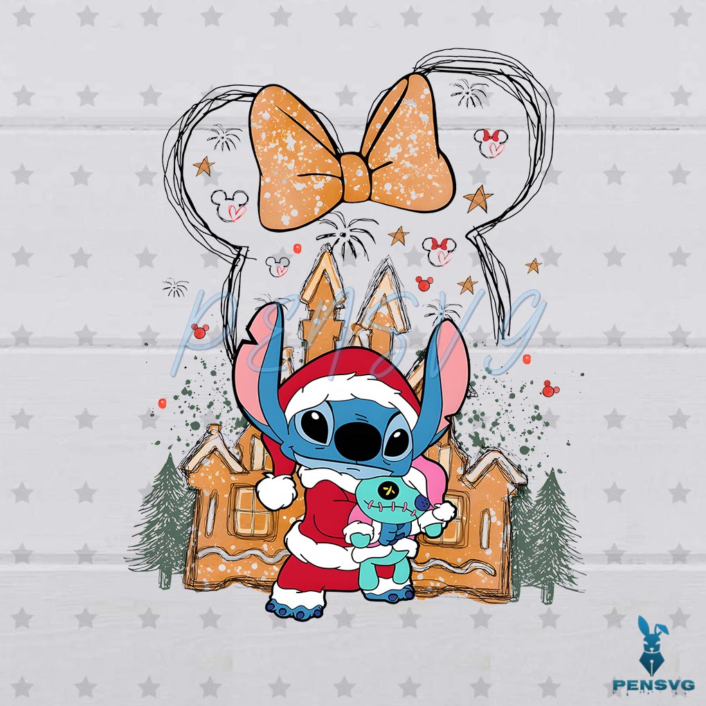 Free Stitch Santa Christmas Disney Castle PNG