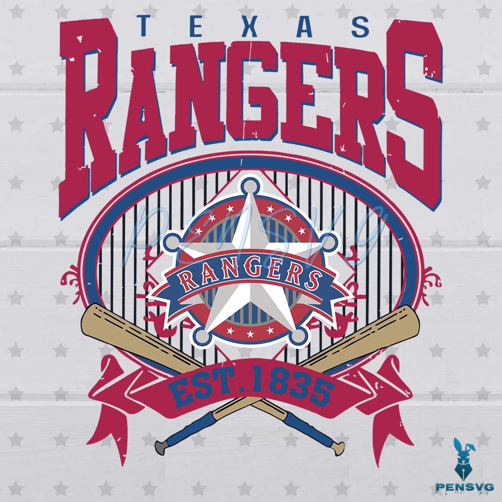 Free Vintage 90s MLB Texas Rangers Baseball SVG Digital Cricut File