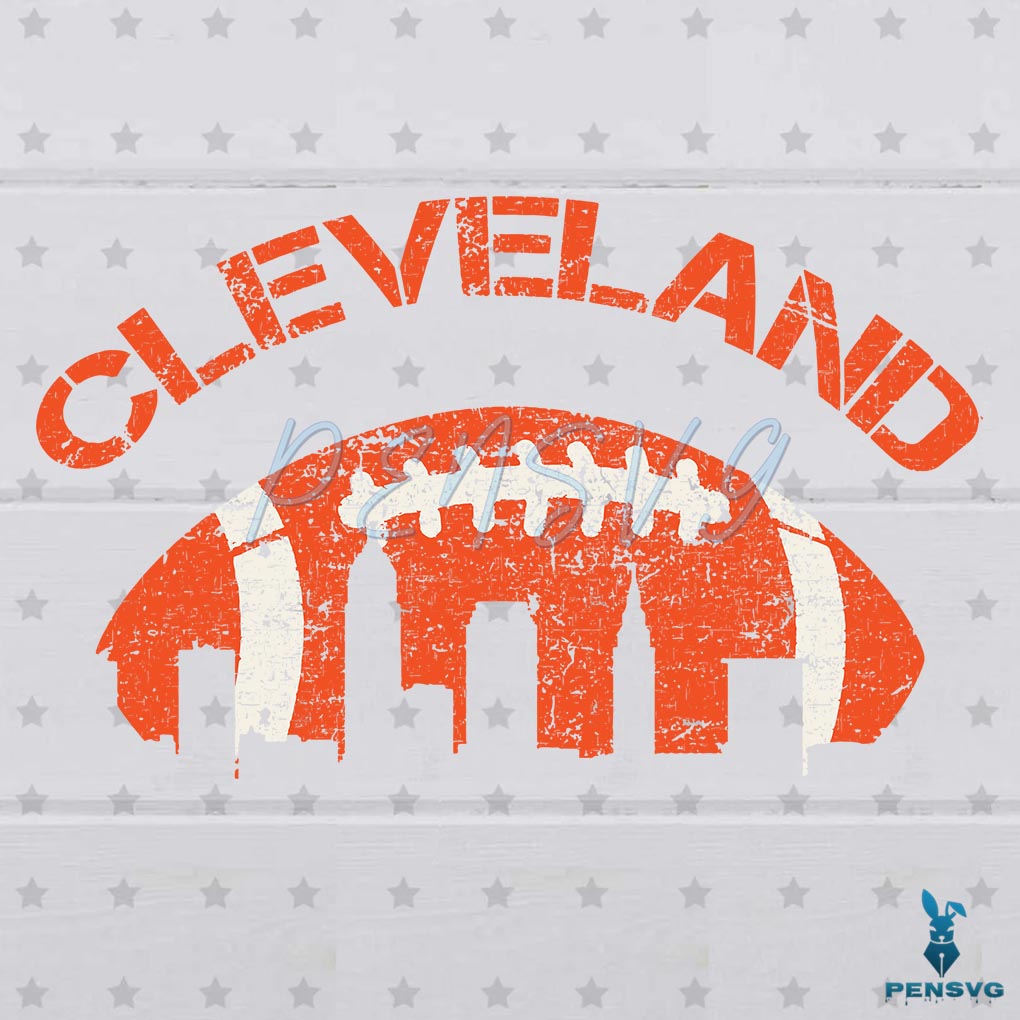 Free Vintage Cleveland Skyline Football Svg Digital File