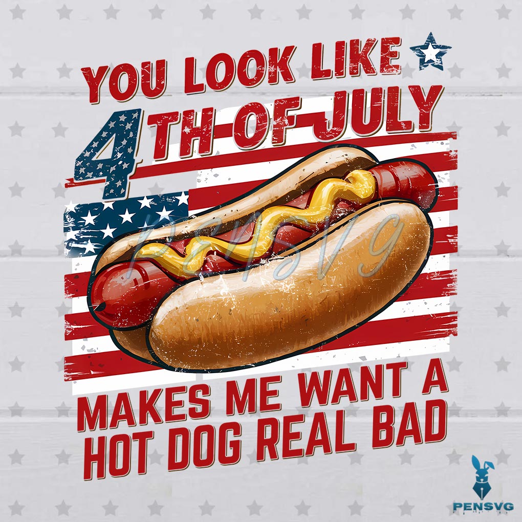 Free You Look Like The 4th Of July Hot Dog USA Flag PNG