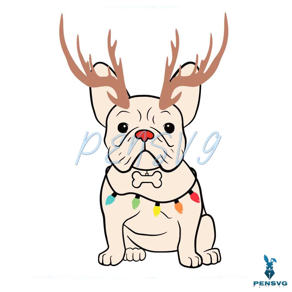 French Bulldog Christmas Lights SVG Graphic Design File