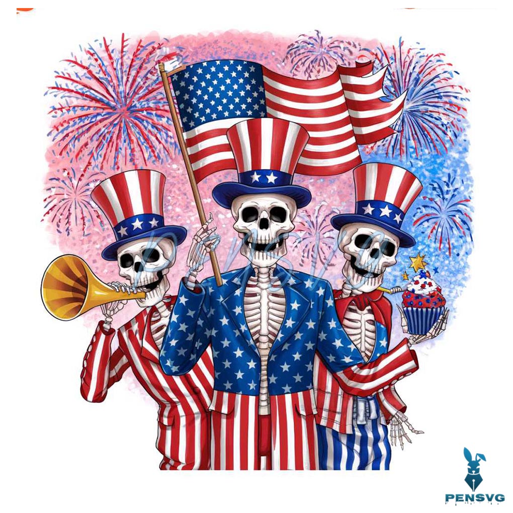 Funny 4th Of July Dancing Skeleton Memorial Day PNG