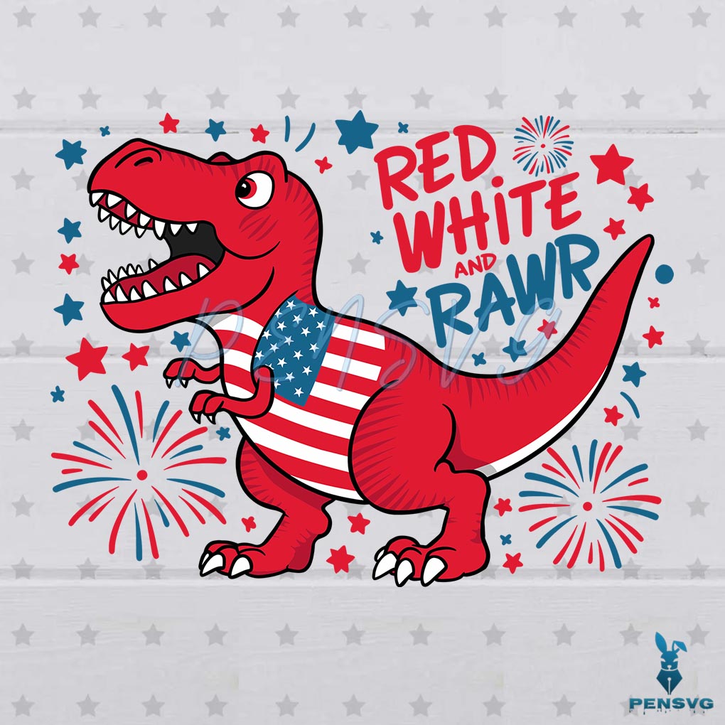 Funny American Flag Dinosaur 4th Of July Patriotic SVG