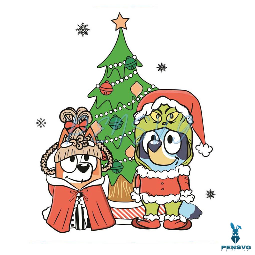 Funny Cartoon Bluey Dog Christmas SVG Cutting Digital File