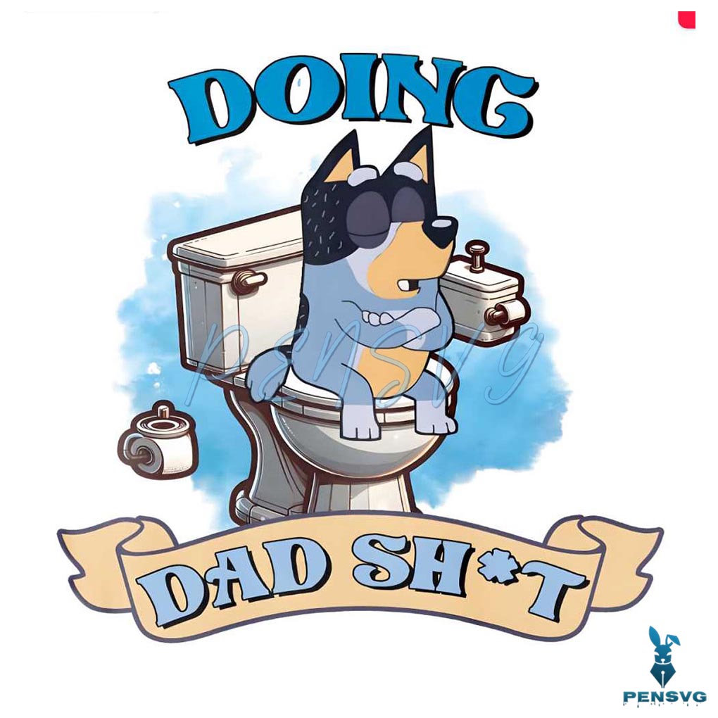 Funny Cartoon Bluey Doing Dad Shit PNG