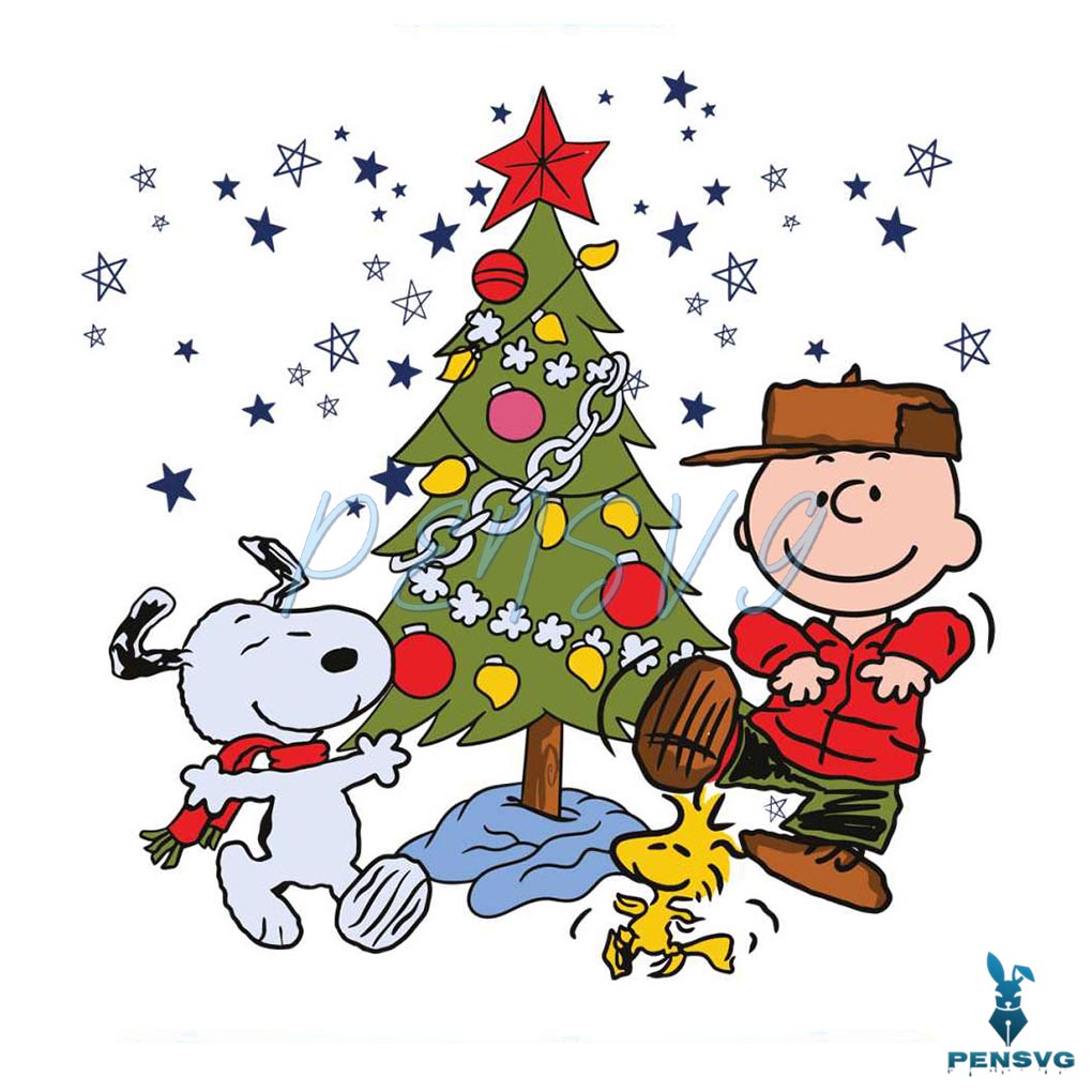 Funny Charlie Brown And Snoopy Christmas Tree SVG File