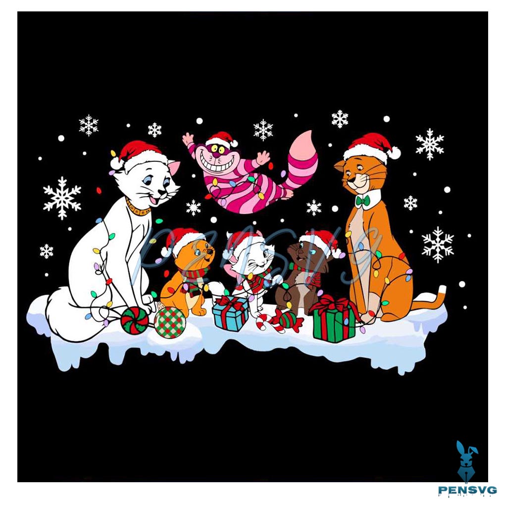 Funny Christmas Cats Meowy PNG Sublimation Design